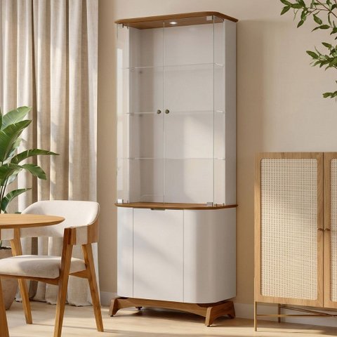 Cristaleira para Sala de Jantar Bar 3 Portas Verbena N01 Off White Ypê - Lyam Decor