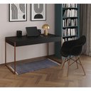 Ver imagem 1 de Escrivaninha Home Office Estilo Industrial Preta 137X53Cm Base Cobre Com 1 Poltrona Preta Preto