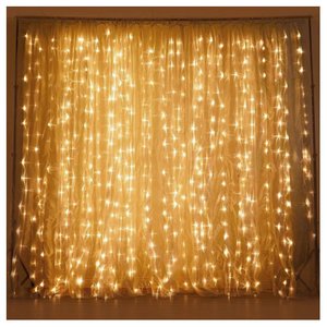Cascata De Natal 320 LED Luz Amarela 8 Funções 3x2m 220V