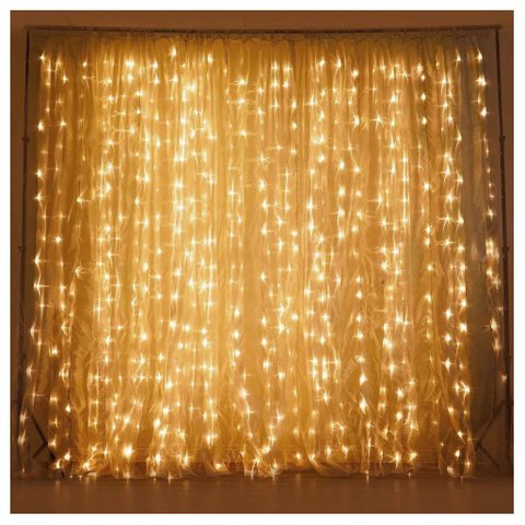 Cascata De Natal 320 LED Luz Amarela 8 Funções 3x2m 220V