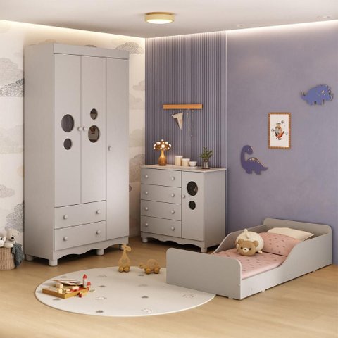 Quarto Infantil Completo com Minicama Montessoriana e Colchão Incluso Suspiro Multimóveis MP4904