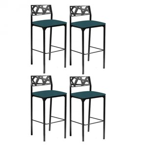 Kit 4 banquetas Eliza Gourmet Azul turquesa-Gat Magazine