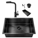 Ver imagem 1 de Kit Cuba Gourmet 50x40 Inox 304 Preto Nano Torneira Monocomando Extensível Cozinha