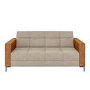 Ver imagem 5 de Sofá Living Decorativo Houston 2 Lugares 160cm Pés em Metal Linho/pu Bege/caramelo G33 - Gran Belo