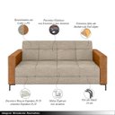 Ver imagem 3 de Sofá Living Decorativo Houston 2 Lugares 160cm Pés em Metal Linho/pu Bege/caramelo G33 - Gran Belo