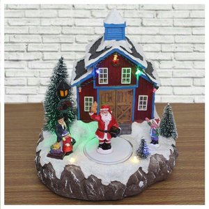 Cenário Natalino Musical Iluminado Papai Noel com Presente 20cm