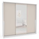 Ver imagem 2 de Guarda-roupa Casal Porto 3 Portas 4 Gavetas com Espelho Branco/creme - Politorno