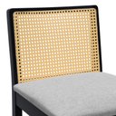 Ver imagem 6 de Banqueta Média Pérola Madeira Maciça com Telinha c/ 62cm Altura - Preto Assento Estofado Linho Bege