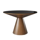Ver imagem 1 de Mesa de Jantar Madri Cone Chanfrada Redonda Nozes 1.20 Cm Vidro Preto