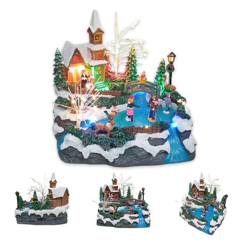 Enfeite Vilarejo Natalino Natal Musica Decoracao de Mesa Cenario Aparador Estante Sala Shopping Vitr