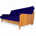 Ver imagem 1 de Sofá Cama Paris Ripado Acquablock Azul Royal Madeira Nobre