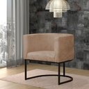Ver imagem 2 de Kit 2 Poltronas Reforçada Decorativa Sala Estar Jantar Gabriela Base Ferro Preto Suede Capuccino