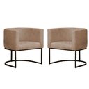 Ver imagem 1 de Kit 2 Poltronas Reforçada Decorativa Sala Estar Jantar Gabriela Base Ferro Preto Suede Capuccino