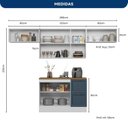Ver imagem 4 de Cozinha Modulada 4 Peças 7 Portas 2 Gavetas Balcão com Tampo Unna Yescasa Branco/Azul