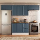 Ver imagem 1 de Cozinha Modulada 4 Peças 7 Portas 2 Gavetas Balcão com Tampo Unna Yescasa Branco/Azul