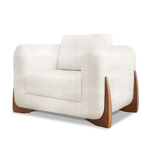 Poltrona Jobim Linho Boucle Off White - Lucadi Home