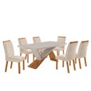 Ver imagem 2 de Conjunto Sala de Jantar Mesa 180cm e 6 Cadeiras Athenas Off White Creme/ Naturalle