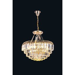 Lustre Pendente Moderno Cristal com Base Rosê Gold K9 - 1