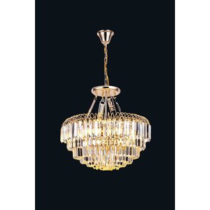 Lustre Pendente Moderno Cristal com Base Rosê Gold K9