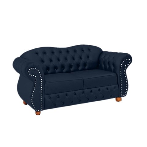Conjunto c/ 2 Namoradeiras + 2 Poltronas Chesterfield Merlo - Veludo Azul Marinho / Decoração, recep