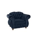 Ver imagem 2 de Conjunto c/ 2 Namoradeiras + 2 Poltronas Chesterfield Merlo - Veludo Azul Marinho / Decoração, recep