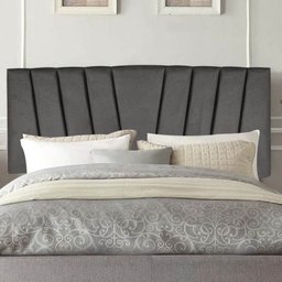 Painel Cabeceira Estofada Bélgica 140cm Cama Box Casal Veludo Cinza Escuro- Mabe Magazine - 1