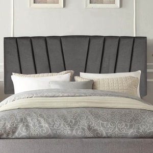 Painel Cabeceira Estofada Bélgica 140cm Cama Box Casal Veludo Cinza Escuro- Mabe Magazine