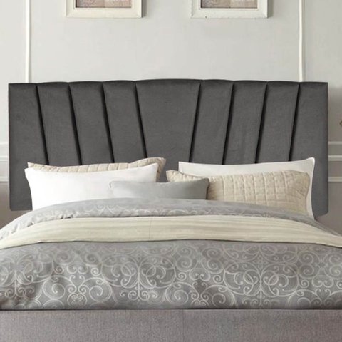 Painel Cabeceira Estofada Bélgica 140cm Cama Box Casal Veludo Cinza Escuro- Mabe Magazine