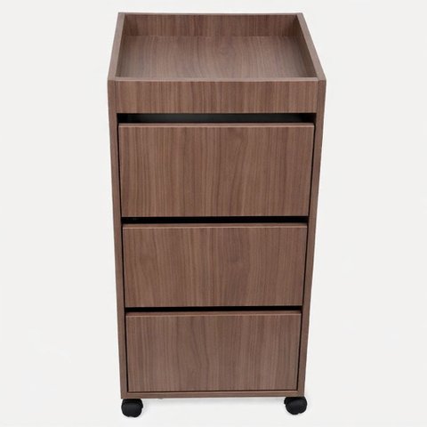 Carrinho Auxiliar Gaveteiro Profissional  Madeira MDF com 3 Gaveteiro - Amadeirado