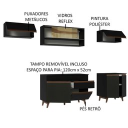 Armário de Cozinha Completa 260cm Preto Reims Madesa 11 - 5