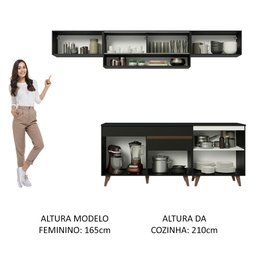 Armário de Cozinha Completa 260cm Preto Reims Madesa 11 - 6
