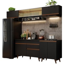Armário de Cozinha Completa 260cm Preto Reims Madesa 11 - 3