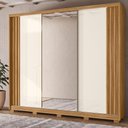 Ver imagem 1 de Guarda Roupa Roupeiro 03 Portas 06 Gavetas C/espelho Arizona Freijó Off White Moval