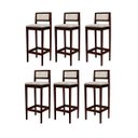 Ver imagem 2 de Kit 6 Banquetas Assento Encosto Estofado em Linho Hellen:imbuia com Linho Cru