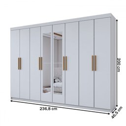 Guarda-roupa Casal Aurora 8 Portas 4 Gavetas com Espelho - Panorama Móveis - 4
