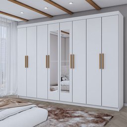 Guarda-roupa Casal Aurora 8 Portas 4 Gavetas com Espelho - Panorama Móveis - 1