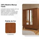 Ver imagem 6 de Guarda Roupa Casal 4 Portas com Espelho 157 Cm Madeira Macica Taeda 1142c Castanho Festra