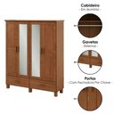Ver imagem 4 de Guarda Roupa Casal 4 Portas com Espelho 157 Cm Madeira Macica Taeda 1142c Castanho Festra