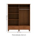 Ver imagem 3 de Guarda Roupa Casal 4 Portas com Espelho 157 Cm Madeira Macica Taeda 1142c Castanho Festra