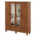 Ver imagem 1 de Guarda Roupa Casal 4 Portas com Espelho 157 Cm Madeira Macica Taeda 1142c Castanho Festra