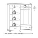 Ver imagem 5 de Guarda Roupa Casal 4 Portas com Espelho 157 Cm Madeira Macica Taeda 1142c Castanho Festra