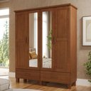 Ver imagem 2 de Guarda Roupa Casal 4 Portas com Espelho 157 Cm Madeira Macica Taeda 1142c Castanho Festra