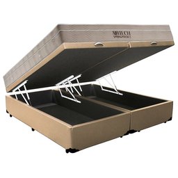 Cama Box Baú King Sintético Bipartido + Colchão Ortobom Airtech Molas Ensacadas 193x203x65 Bege - 5