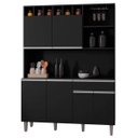 Ver imagem 1 de Armário Cozinha Compacta 6 Portas Alice 130cm Preto Fosco Ajl Móveis
