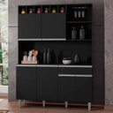 Ver imagem 3 de Armário Cozinha Compacta 6 Portas Alice 130cm Preto Fosco Ajl Móveis