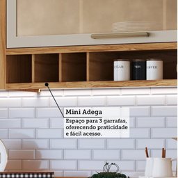Cozinha Modulada Completa 6 Peças 12 Portas 4 Gavetas e Vidro Reflecta 100% Mdf Vicenza Espresso Móveis - 7