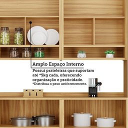 Cozinha Modulada Completa 6 Peças 12 Portas 4 Gavetas e Vidro Reflecta 100% Mdf Vicenza Espresso Móveis - 8
