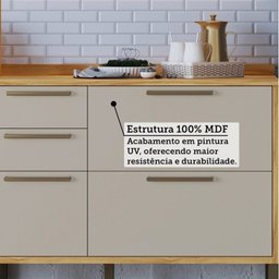 Cozinha Modulada Completa 6 Peças 12 Portas 4 Gavetas e Vidro Reflecta 100% Mdf Vicenza Espresso Móveis - 5