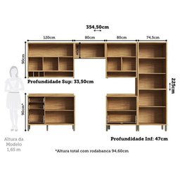 Cozinha Modulada Completa 6 Peças 12 Portas 4 Gavetas e Vidro Reflecta 100% Mdf Vicenza Espresso Móveis - 3
