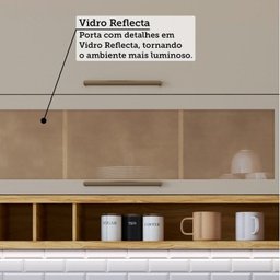 Cozinha Modulada Completa 6 Peças 12 Portas 4 Gavetas e Vidro Reflecta 100% Mdf Vicenza Espresso Móveis - 6
